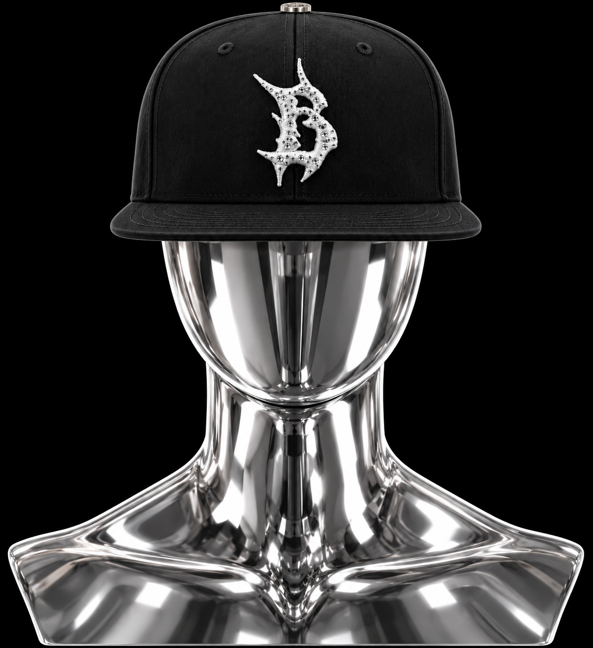 BTBG White Logo w/ Silver Rhinestones Black Hat