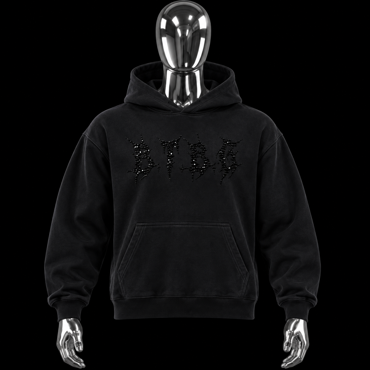 BTBG Black Acid Wash Sweatsuit w/ Black Stones