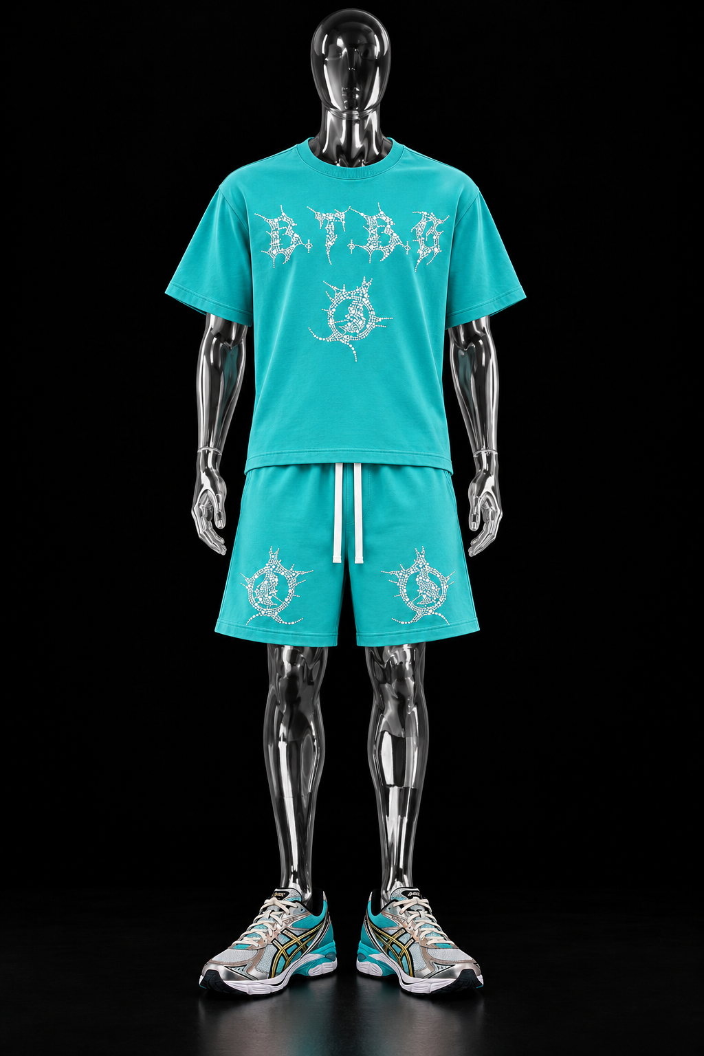 BTBG Signature Silver Rhinestone Teal Set