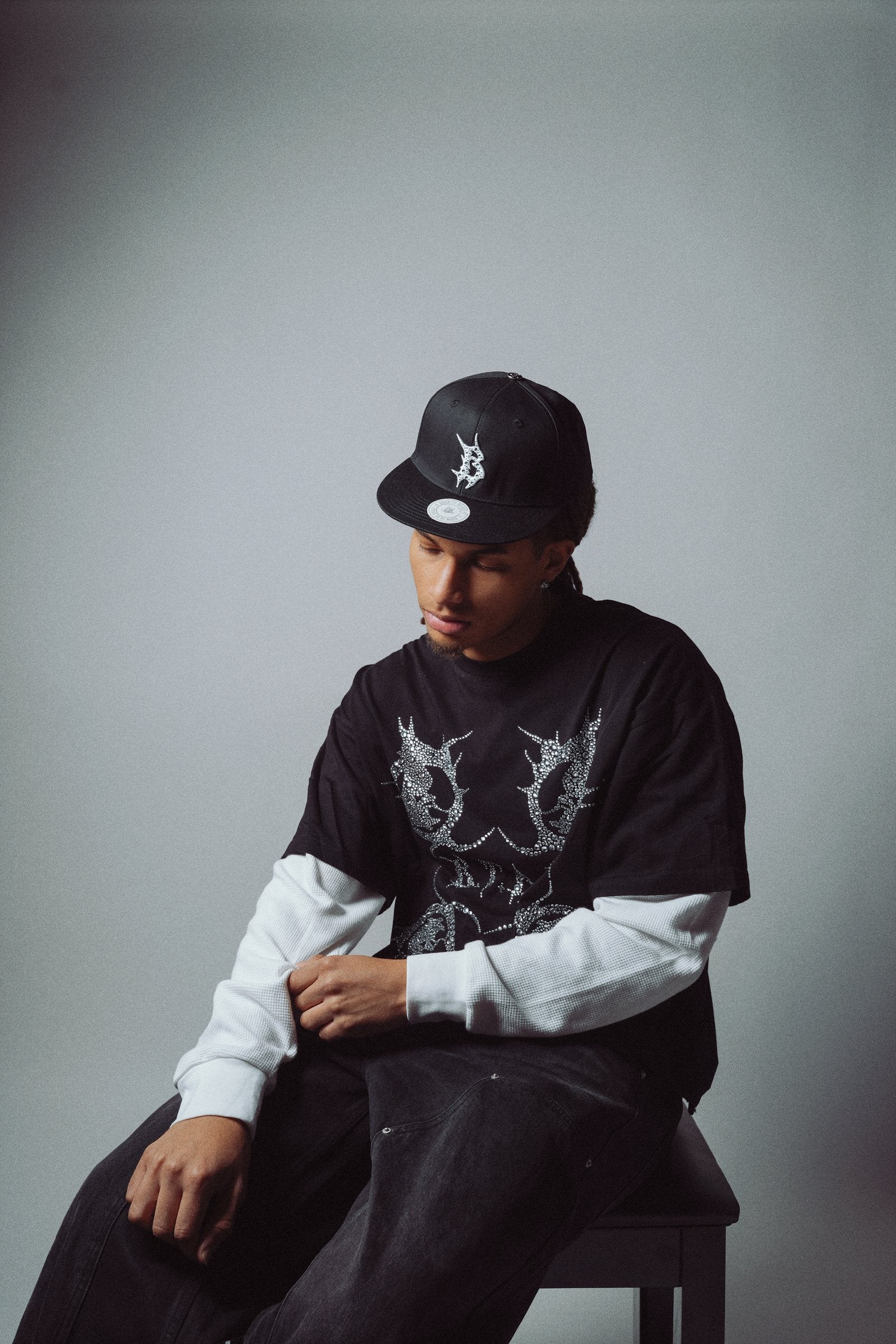 BTBG Black Tee w/ Silver Rhinestones (Thermal Layer) 3