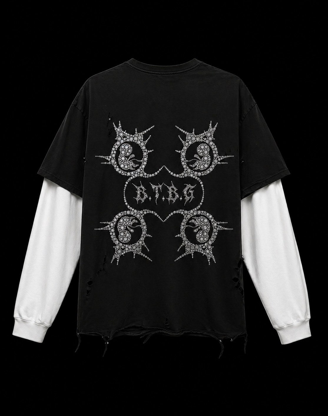 BTBG Black Tee w/ Silver Rhinestones (Thermal Layer)